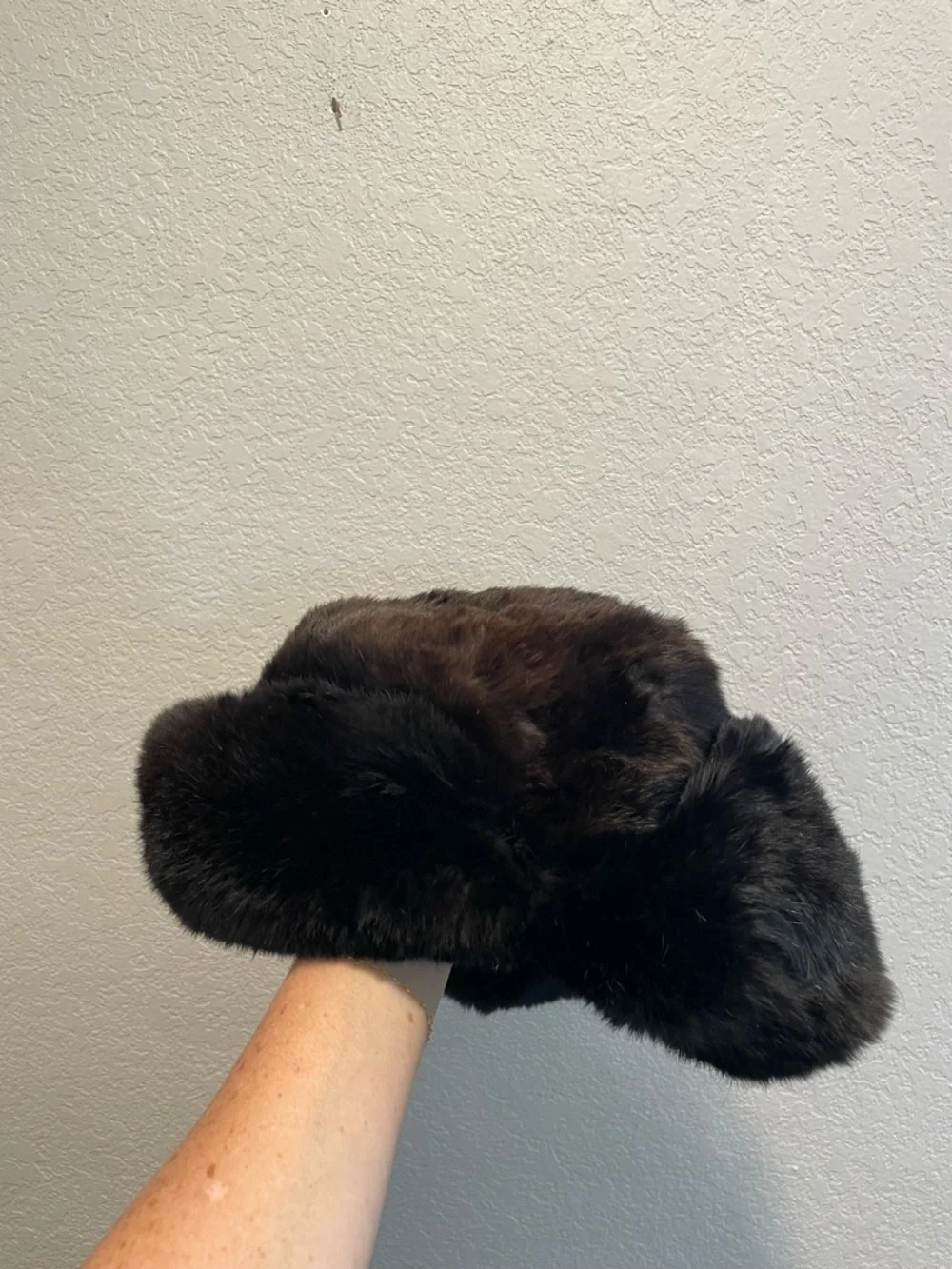 Vintage Real Fur Russian Style Hat Dark Brown Trapper Ushanka Winter Fur Hat